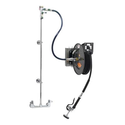 T&S 5HR-232-01WE1 Open Hose Reel Assembly w/ 35 ft Hose & Mixing Faucet, 1/2" Female Inlets, Black