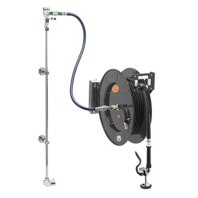 T&S 5HR-242-01WE2 Single Temperature Open Hose Reel Assembly w/ 50 ft Hose & Mixing Faucet, 1/2" Female Inlet, Black