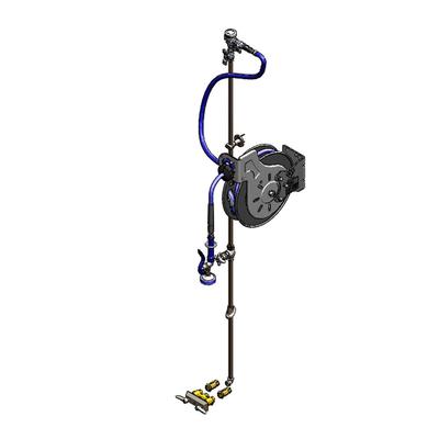 T&S B-7232-U01XS3XA 35 ft Open Hose Reel Assembly w/ 3" Concealed Mixing Faucet - 3/8" NPT, Silver