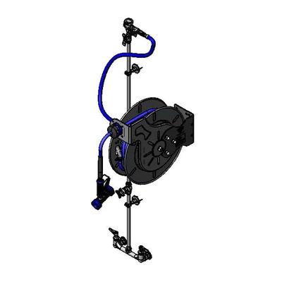 T&S B-7142-U02XS1C 50 ft Open Hose Reel Assembly w/ 8" Wall Mount Mixing Faucet - 1/2" NPT, Silver