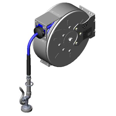 T&S B-7122-C01M Enclosed Hose Reel w/ 30 ft Hose & Spray Valve, Stainless Steel