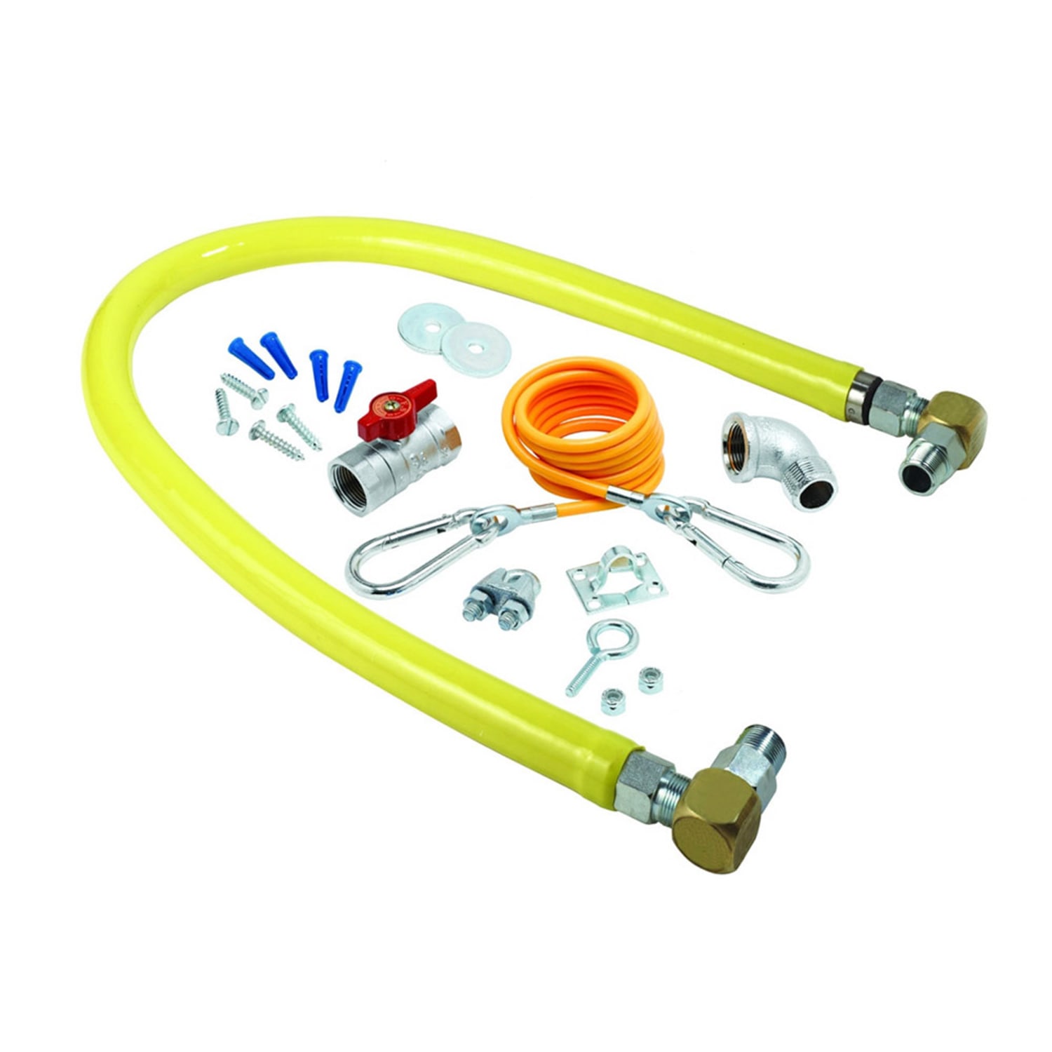 T&S HG-2C-48SK 48" Gas Connector Kit w/ 2 SwiveLink Swivels & 90Â° Elbow - 1/2" Connection, Stainless Steel