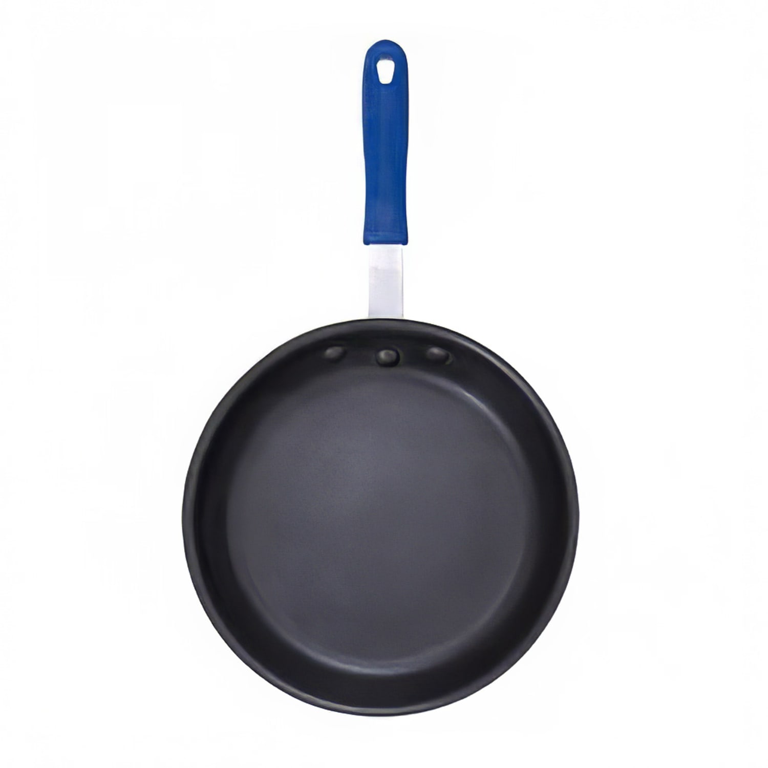 "Winco AFPI-8NH 8"" Aluminum Frying Pan w/ Solid Silicone Handle, Ergonomic Handle, Stainless Steel"