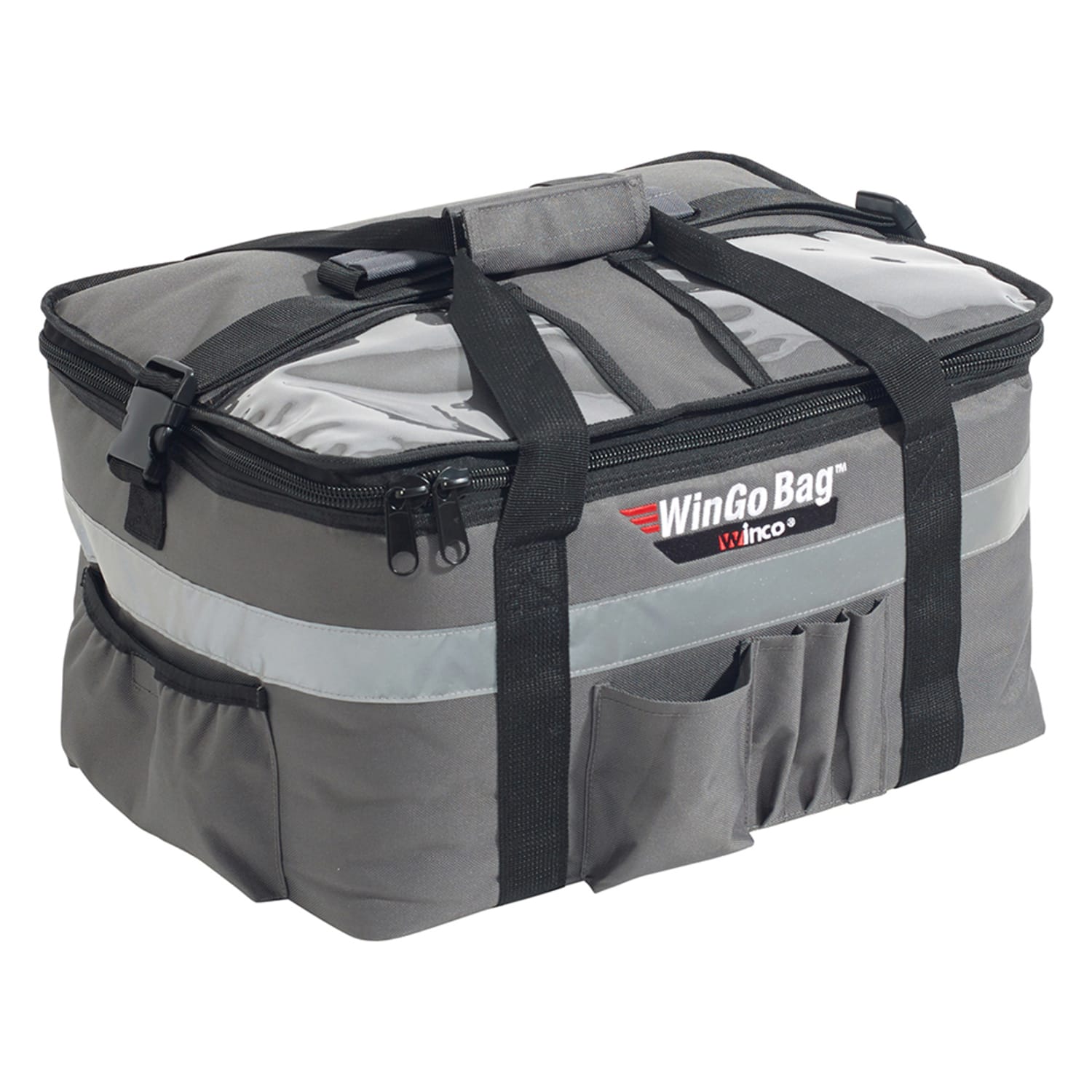 Winco BGCB-1709 WinGo Bag Insulated Food Delivery Bag - 17" W x 13"D x 9"H, Polyester, Gray