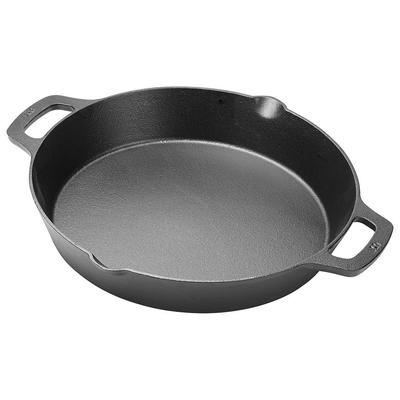 Winco CASD-12 FireIron 12" Round Induction Skillet w/ Dual Loop Handles - Pre Seasoned Cast Iron, Black