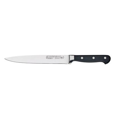 Winco KFP-81 8" Slicer, 1 Piece Full Tang, Forged Carbon Steel, POM Handle, Black