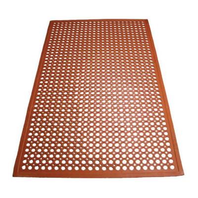Winco RBM-35R-R Anti Fatigue Floor Mat - 3' x 5', Rubber, Red, Grease Resistant
