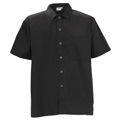 Winco UNF-1KXL Broadway Chef's Shirt w/ Short Sleeves - Poly/Cotton, Black, X-Large