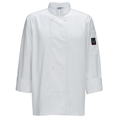 Winco UNF-6WM Mulholland Chef's Jacket w/ Long Sleeves - Poly/Cotton, White, Medium