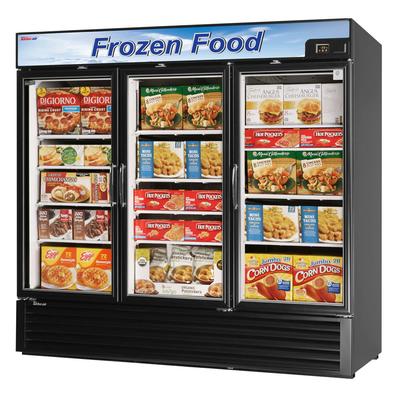 Turbo Air TGF-72FB-N 81 7/8" 3 Section Display Freezer w/ Swing Doors - Bottom Mount Compressor, Black, 115v, Bottom-Mount Compressor
