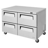 Turbo Air TUR-48SD-D4-N Super Deluxe 48 1/4" W Undercounter Refrigerator w/ (2) Sections & (4) Drawers, 115v, Stainless Steel
