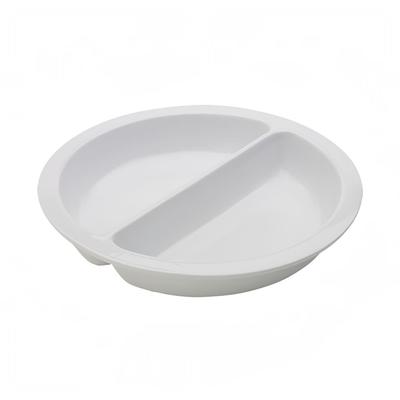 CookTek CT-103096 Round Split Pan Insert for 6.9 qt Chafer - Porcelain, White