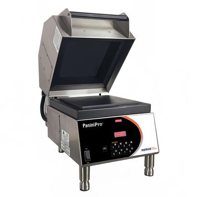 Nemco 6900-240-FF Single Commercial Panini Press w/ Aluminum Smooth Plates, 240v/1ph, Aluminum Grooved Plates, Stainless Steel