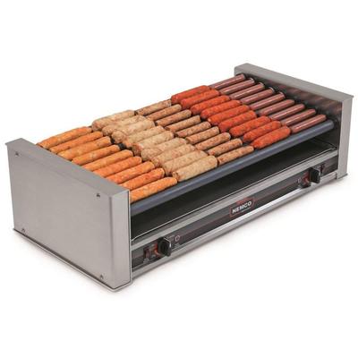 Nemco 8036-SLT-220 Roll-A-Grill 36 Hot Dog Roller Grill - Slanted Top, 220v, Stainless Steel