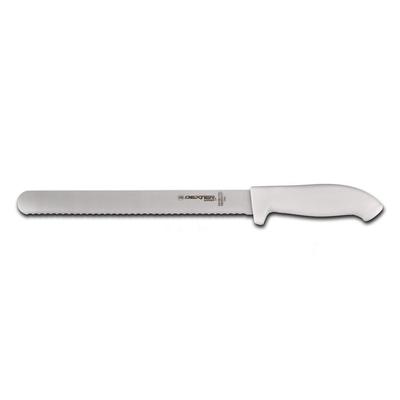 Dexter Russell SG140-12SC-PCP 12" Slicer w/ Soft White Rubber Handle, Carbon Steel, Scalloped