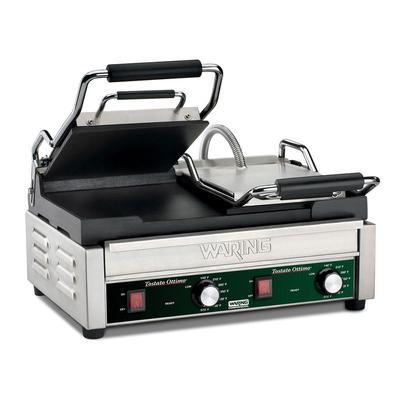 Waring WFG300 Double Commercial Panini Press w/ Cast Iron Smooth Plates, 240v/1ph, Stainless Steel