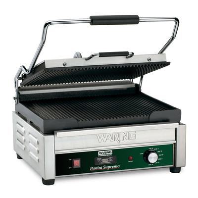 Waring WPG250TB Panini Supremo Single Commercial Panini Press w/ Cast Iron Grooved Plates, 208v/1ph, 14.5