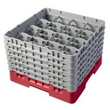 Cambro 16S1114163 Camrack Glass Rack w/ (16) Compartments - (6) Gray Extenders, Red, 6 Extenders