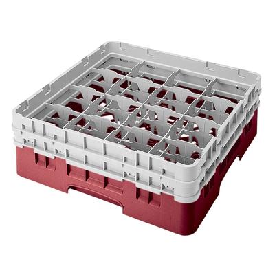 Cambro 16S434416 Camrack Glass Rack w/ (16) Compartments - (2) Gray Extenders, Cranberry, 2 Soft Gray Extenders, Red