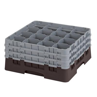 Cambro 16S738167 Camrack Glass Rack w/ (16) Compartments - (3) Gray Extenders, Brown, 3 Gray Extenders