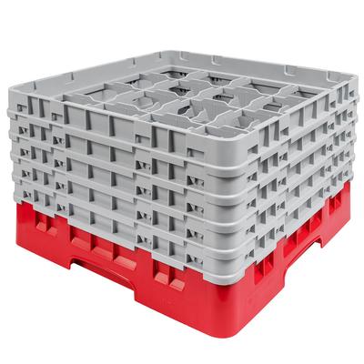 Cambro 16S958163 Camrack Glass Rack w/ (16) Compartments - (5) Gray Extenders, Red, 16 Compartments, 5 Gray Extenders