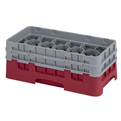 Cambro 17HS434416 Camrack Glass Rack - (2)Extenders, 17 Compartment, Cranberry, 17 Compartments, 2 Gray Extenders, Red