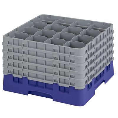 Cambro 25S1058186 Camrack Glass Rack w/ (25) Compartments - (5) Gray Extenders, Navy Blue, 5 Soft Gray Extenders
