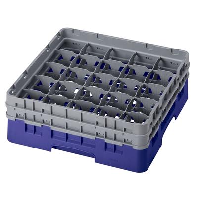 Cambro 25S434186 Camrack Glass Rack w/ (25) Compartments - (2) Gray Extenders, Navy Blue, 2 Soft Gray Extenders