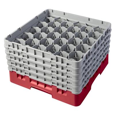 Cambro 30S958163 Camrack Glass Rack w/ (30) Compartments - (5) Gray Extenders, Red, 30 Compartments