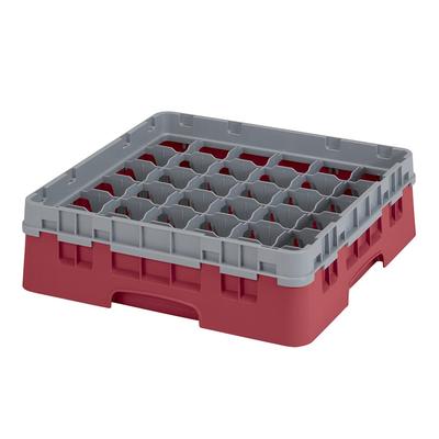 Cambro 36S318416 Camrack Glass Rack w/ (36) Compartments - (1) Gray Extender, Cranberry, Full Size, Red