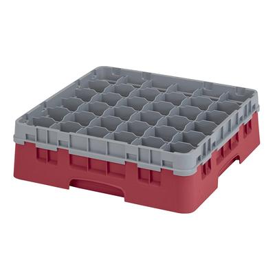 Cambro 36S418416 Camrack Glass Rack w/ (36) Compartments - (1) Gray Extender, Cranberry, Low Profile, Red