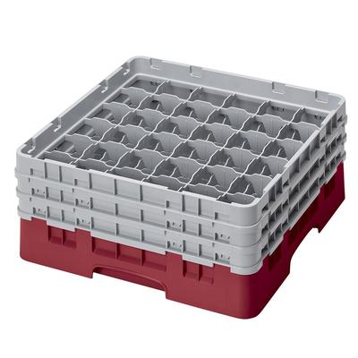 Cambro 36S638416 Camrack Glass Rack w/ (36) Compartments - (3) Gray Extenders, Cranberry, 36 Compartments, Full Size, Red