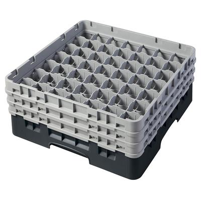 Cambro 49S638110 Camrack Glass Rack w/ (49) Compartments - (3) Gray Extenders, Black, Full Size