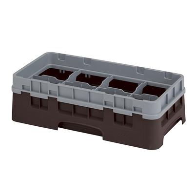 Cambro 8HS318167 Camrack Glass Rack with Extender - Half Size, 8 Compartments, Brown, 1 Extender