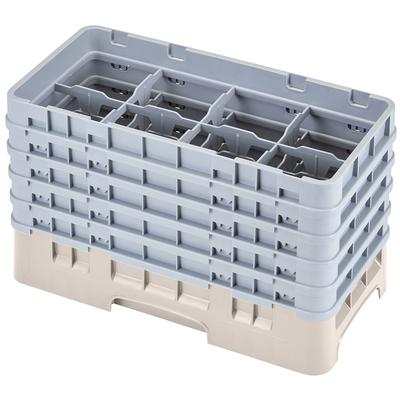 Cambro 8HS958184 Camrack Glass Rack - Half Size, (5)Extenders, 8 Compartments, Beige