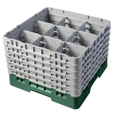 Cambro 9S1114119 Camrack Glass Rack w/ (9) Compartments - (6) Extenders, Sherwood Green, 9 Compartment, 11-3/4