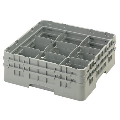 Cambro 9S434151 Camrack Glass Rack w/ (9) Compartments - (2) Gray Extenders, Soft Gray, Full Size