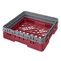 Cambro BR414416 Camrack Base Rack with Extender - 1 Compartment, 4"H, Cranberry, Full Size, Open Base Rack, Red