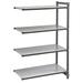 Cambro CBA186072S4580 Camshelving Basics Solid Add-On Shelf Kit - 4 Shelves, 60"L x 18"W x 72"H, 4 Tiers