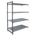 Cambro CBA245484V4580 Camshelving Basics Vented Add-On Shelving Unit - 4 Shelves, 54"L x 24"W x 84"H, 4 Vented Tiers