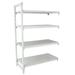 Cambro CPA244872VS4480 Camshelving Premium Vented/Solid Add-On Shelving Unit - 4 Shelves, 48"L x 24"W x 72"H, Gray