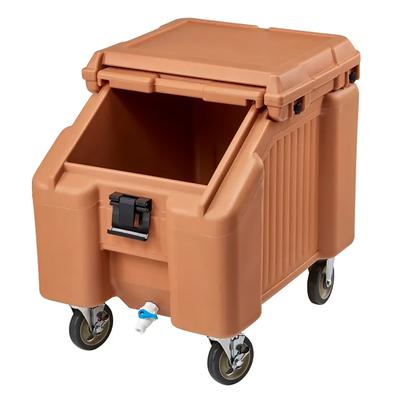 Cambro ICS100L4S157 100 lb SlidingLid Insulated Mobile Ice Caddy - Plastic, Coffee Beige