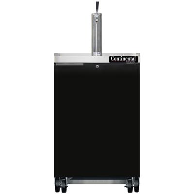 Continental KC24N 24" Kegerator Commercial Beer Dispenser w/ 1 Keg Capacity - 1 Column, Black, 115v, 8-cu.-ft. Capacity, Stainless Steel