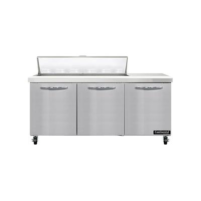 Continental SW72N12 72" Sandwich/Salad Prep Table w/ Refrigerated Base, 115v, Stainless Steel