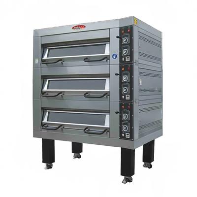 Bakemax BMTD002 Floor Model Double Multi-Purpose Deck Oven - 220v, Stainless Steel