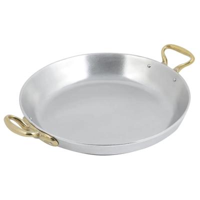 Bon Chef 5100 12" Aluminum Paella Pan w/ 2 qt 20 oz Capacity, Pewter, Pewter-Glo