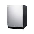 Summit AL54 24" W Undercounter Refrigerator w/ (1) Section & (1) Door, 115v, 4.8 cu. ft., LED Lights, Silver