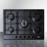 Summit GC5272B 27"W Gas Stove w/ (5) Burners - Black Steel, Natural Gas, Gas Type: NG