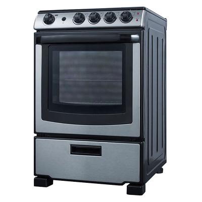 Summit REX2451SSRT 24"W Electric Stove w/ 4 Burners - White, 220v/1ph, Silver
