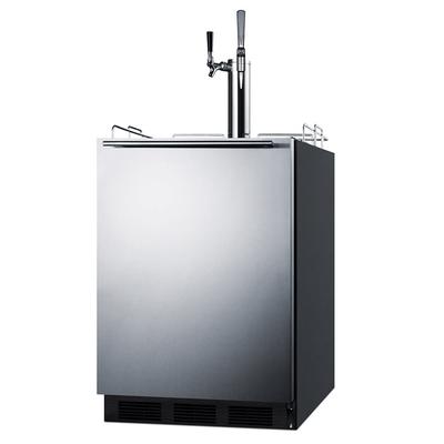 Summit SBC58BLBIADACMTWIN 24" Draft Cold Brew & Nitro Coffee Dispenser - (1) Column & (2) Taps, Black/Stainless, 115v, Silver